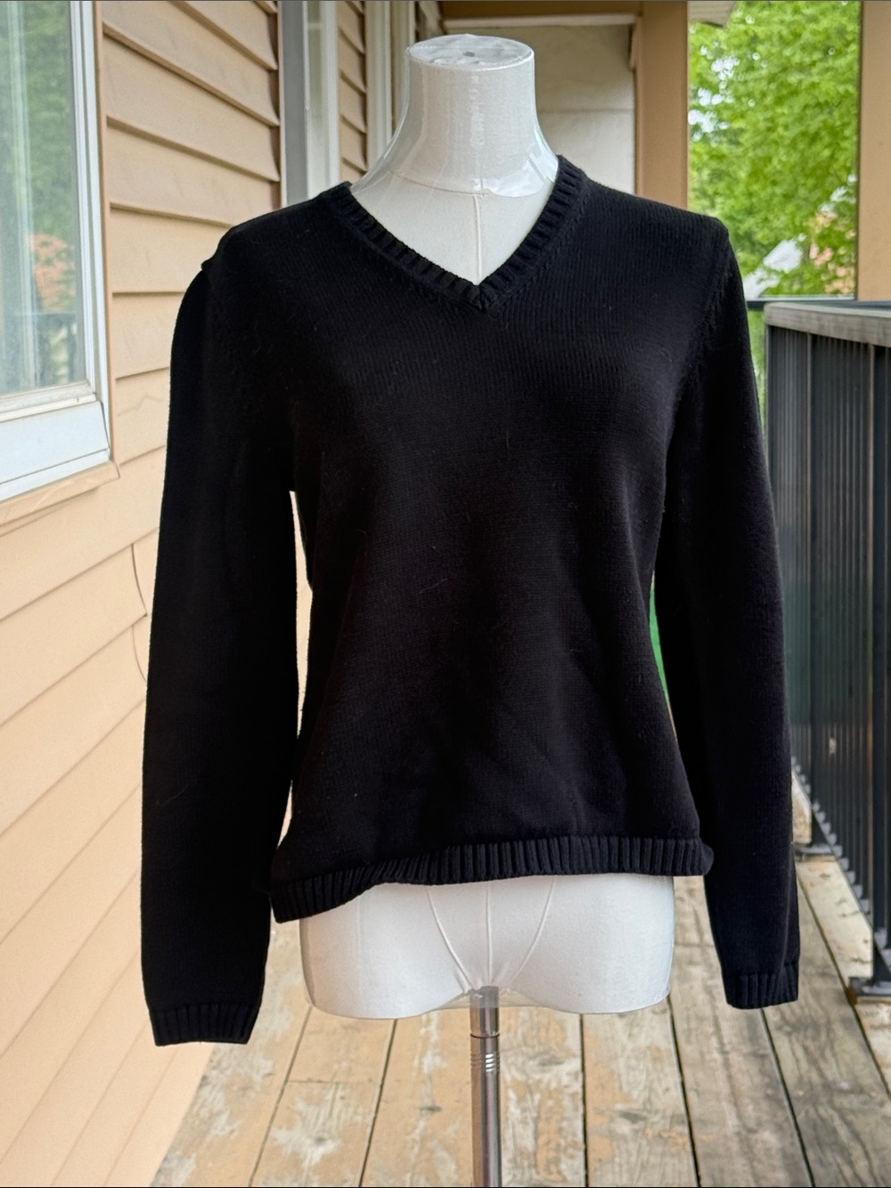 L.L. Bean Black V-Neck Sweater
